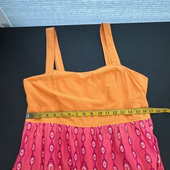 Columbia Orange Printed Wide Strap Square Neck Pocket Casual Sundress Size Large - Picture 14 of 15